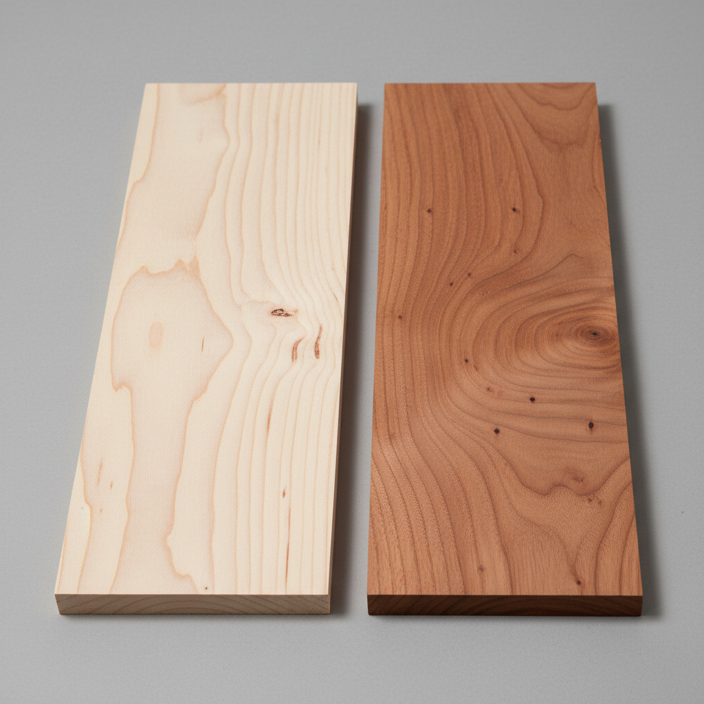 Maple vs Cherry wood grain comparison