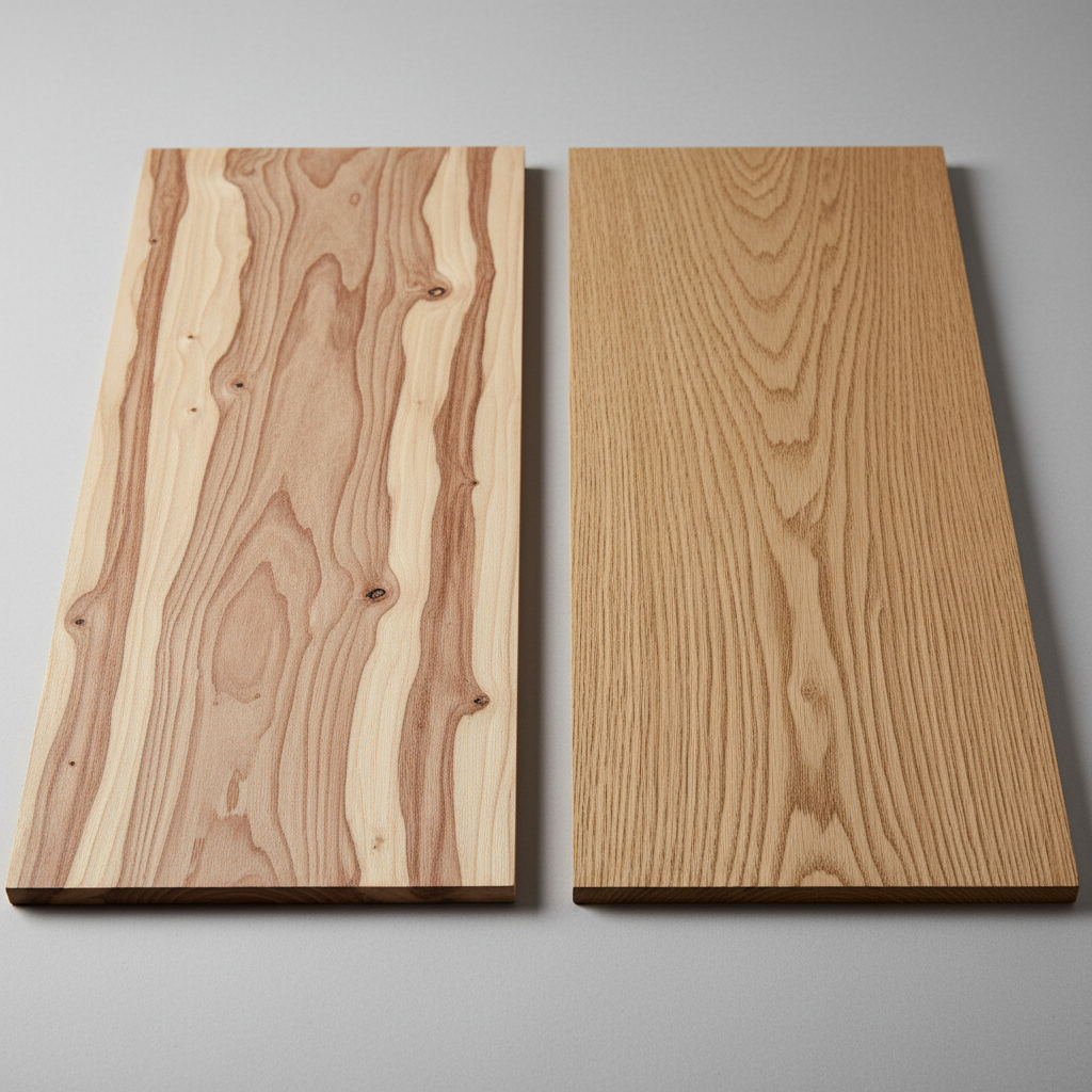 Hickory vs Oak wood grain comparison