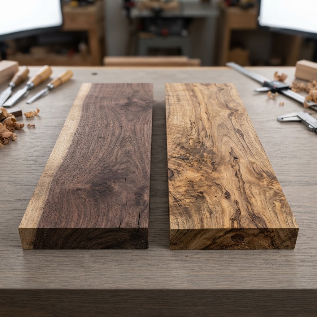 Black Walnut vs English Walnut wood grain comparison