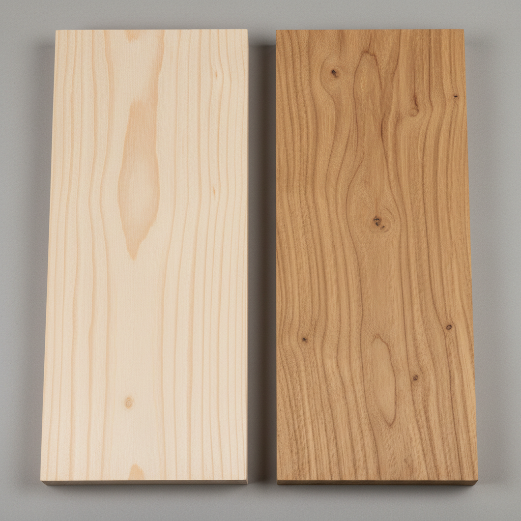 Basswood vs Butternut wood grain comparison
