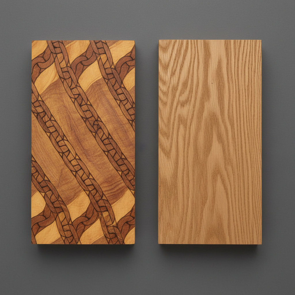 Chain Link vs Wood wood grain comparison