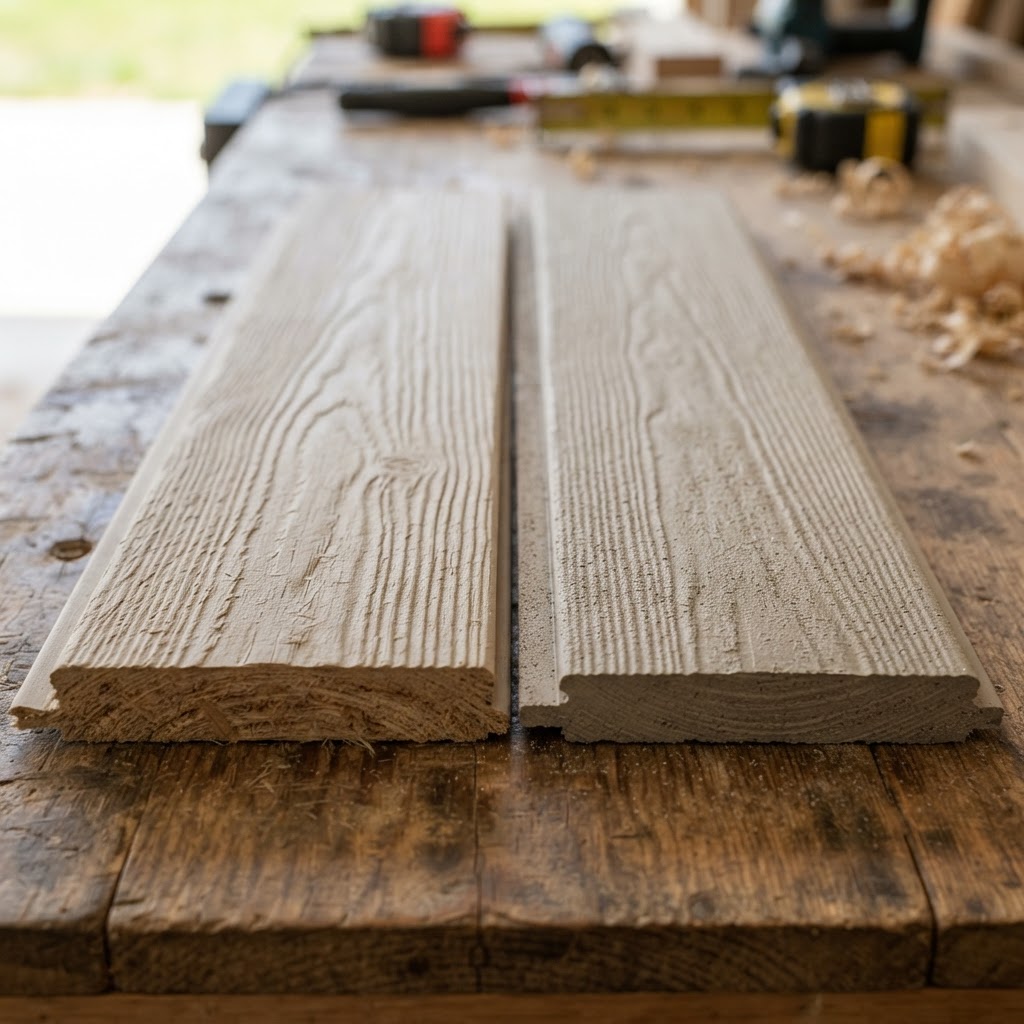 LP SmartSide vs James Hardie wood grain comparison