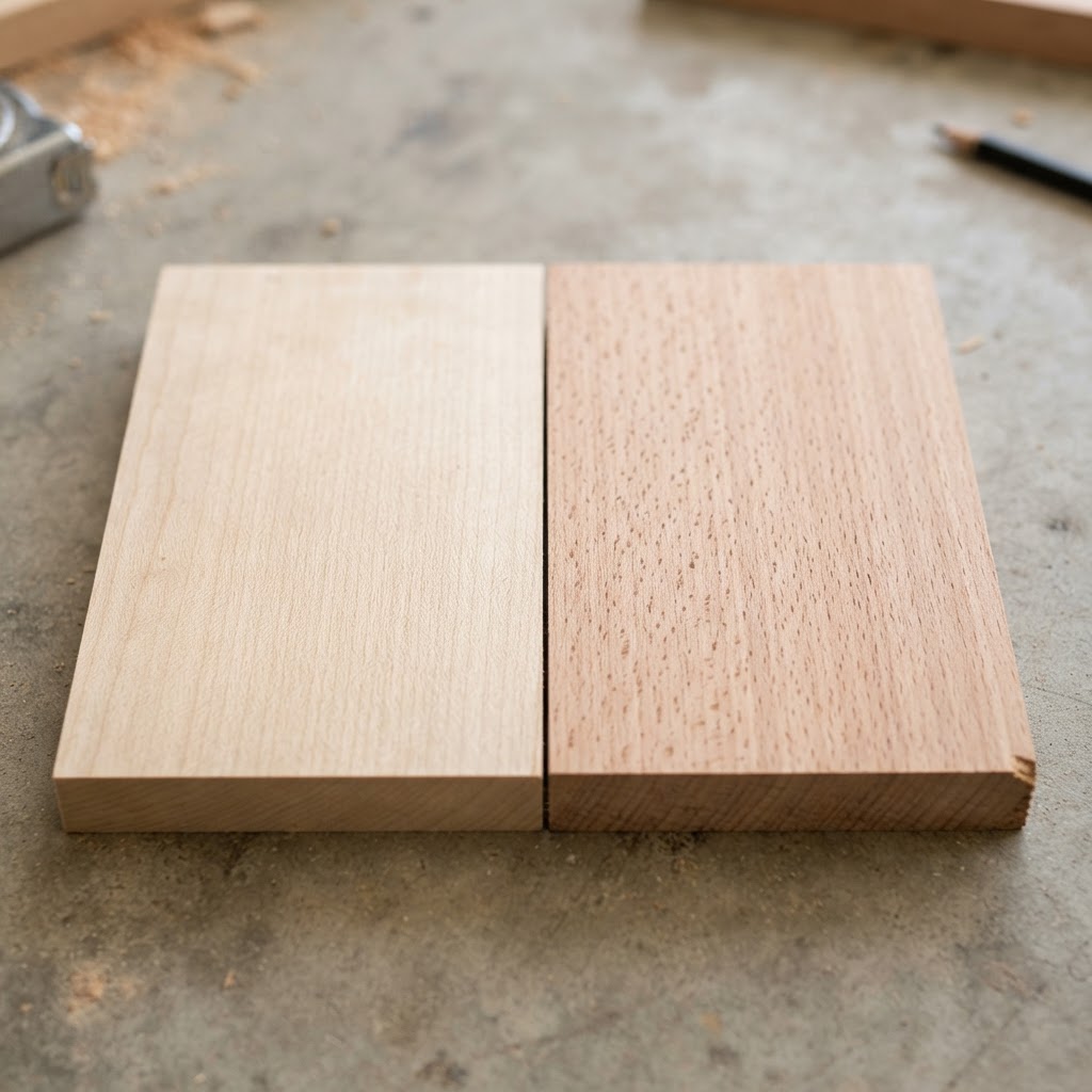 Maple vs Beech wood grain comparison