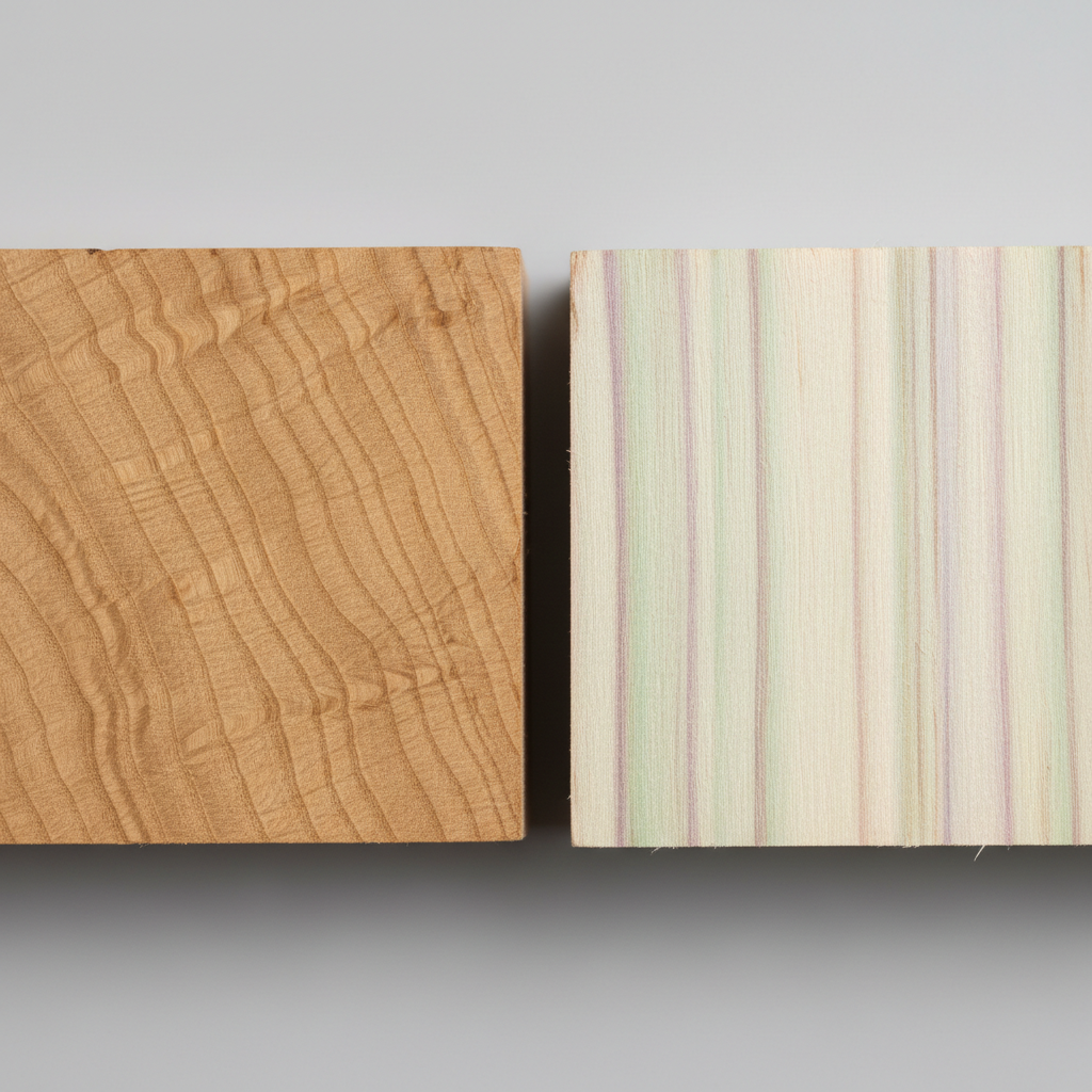 Oak vs Poplar wood grain comparison