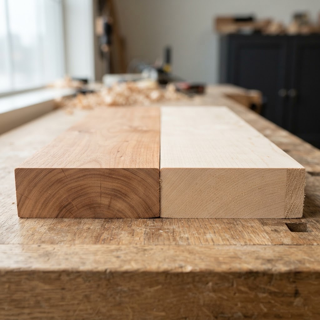 Cherry vs Maple wood grain comparison