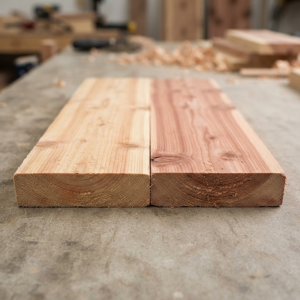 Cypress vs Cedar wood grain comparison