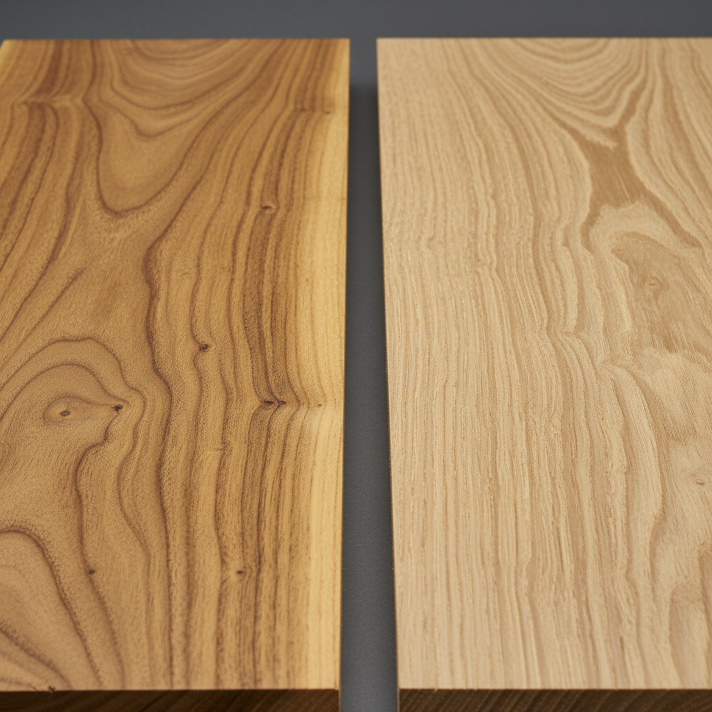 Teak vs White Oak wood grain comparison