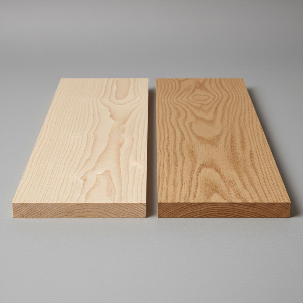 Maple vs White Oak wood grain comparison
