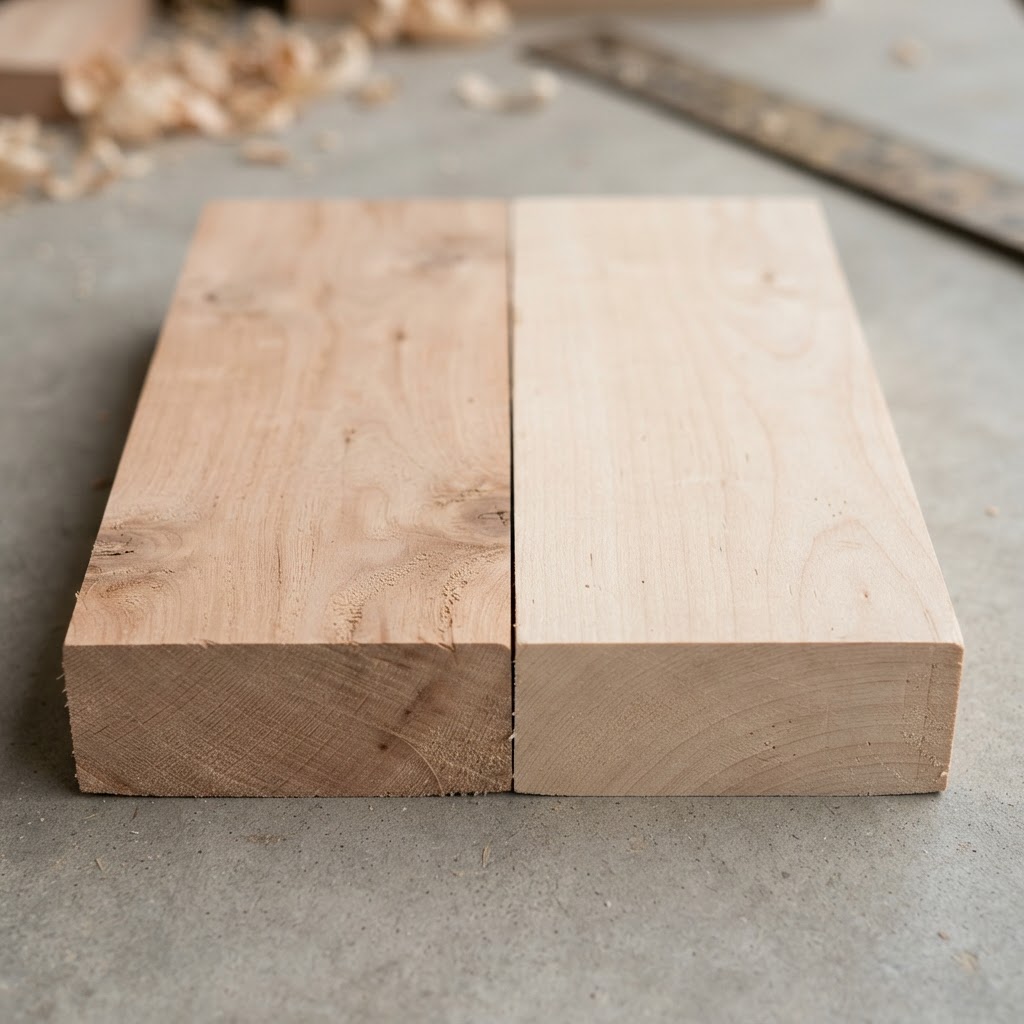 Alder vs Birch wood grain comparison