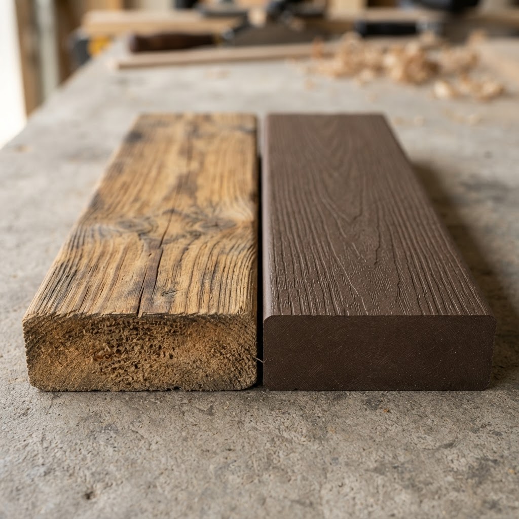 POLYWOOD (Recycled Plastic) vs Natural Wood wood grain comparison
