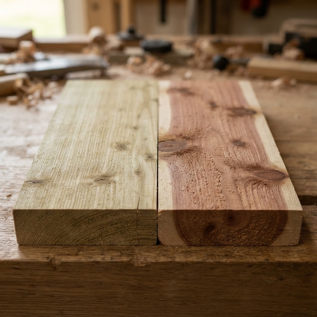 Cypress vs Cedar wood grain comparison