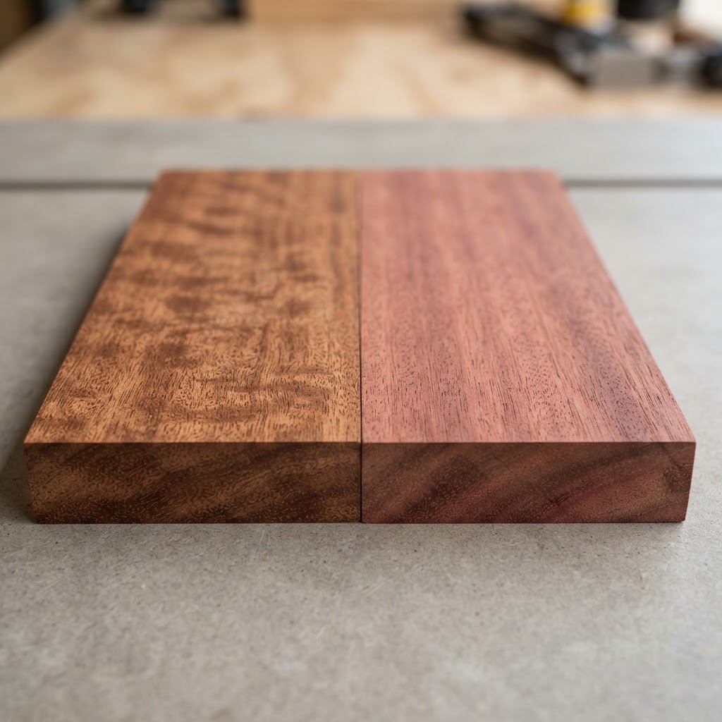 Sapele vs Genuine Mahogany wood grain comparison