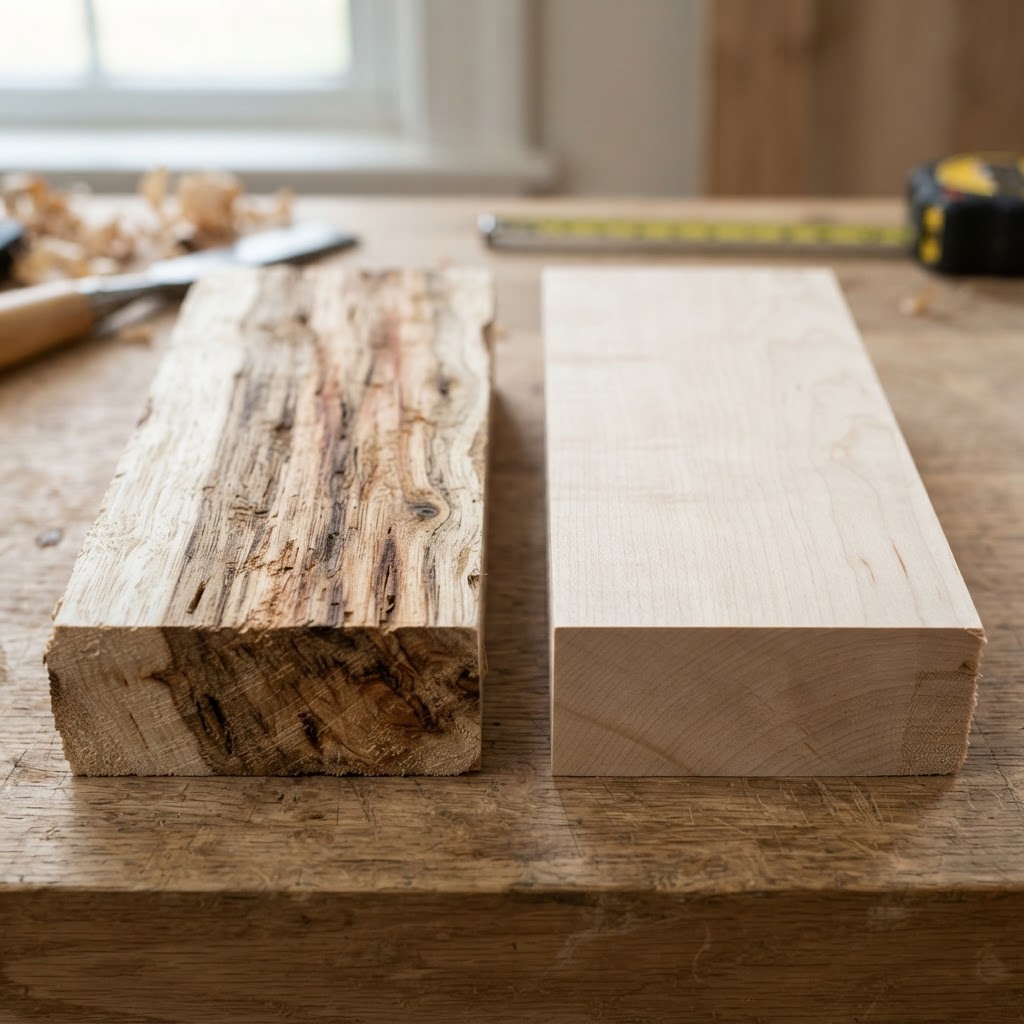 Hickory vs Maple wood grain comparison