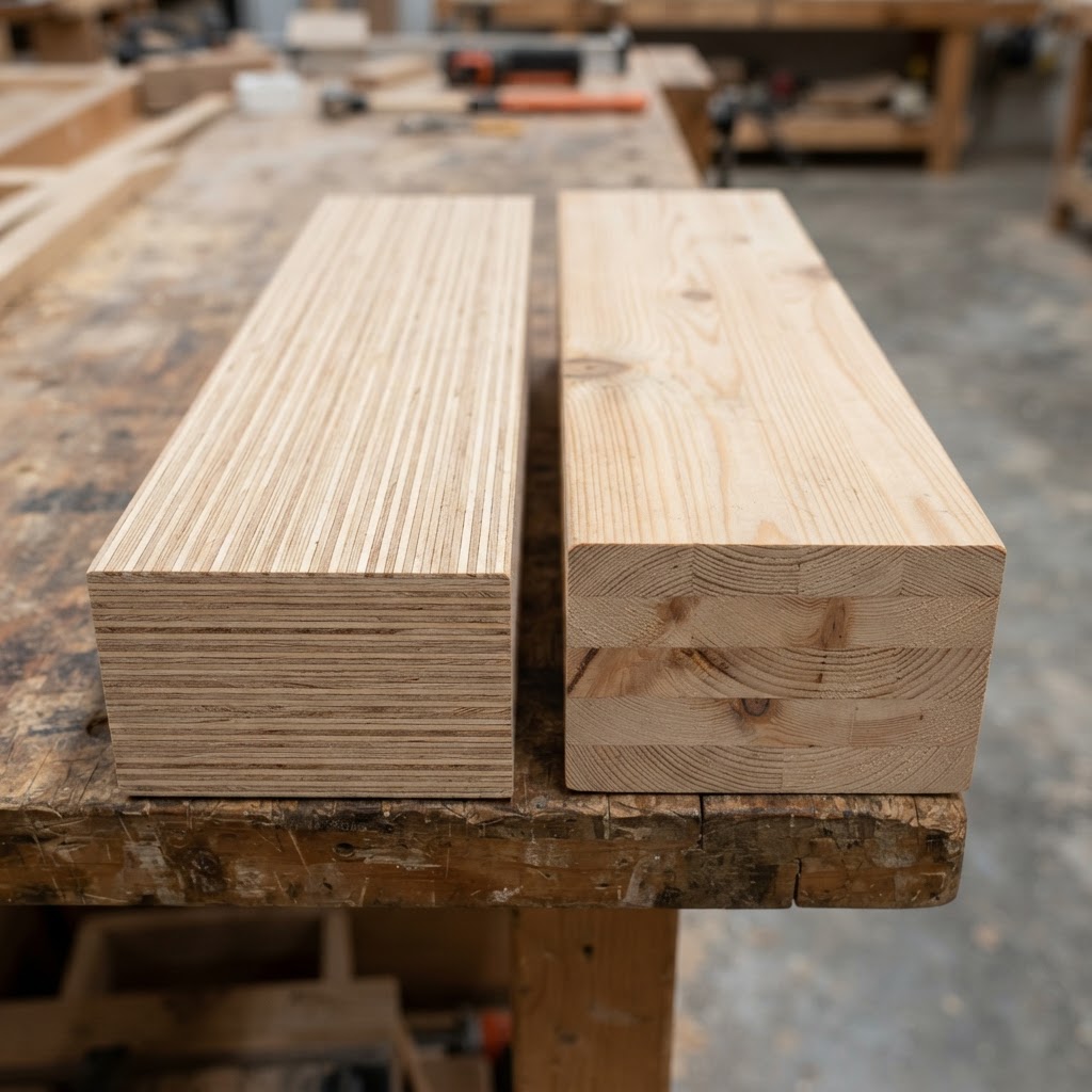 LVL vs Glulam wood grain comparison