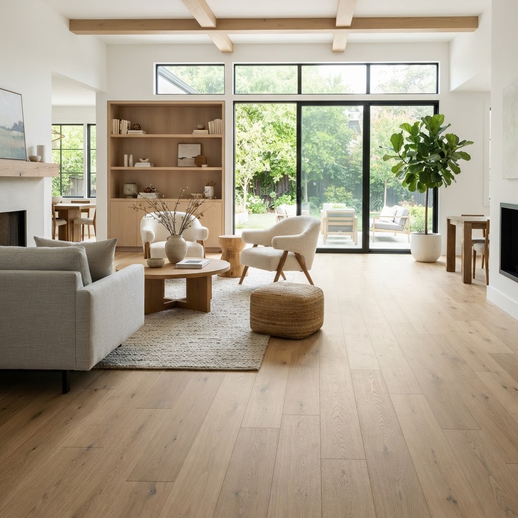 White Oak Flooring — Open Living Room