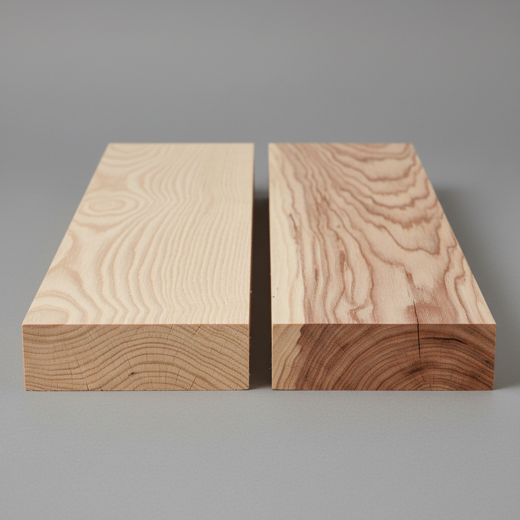 Maple vs Hickory wood grain comparison