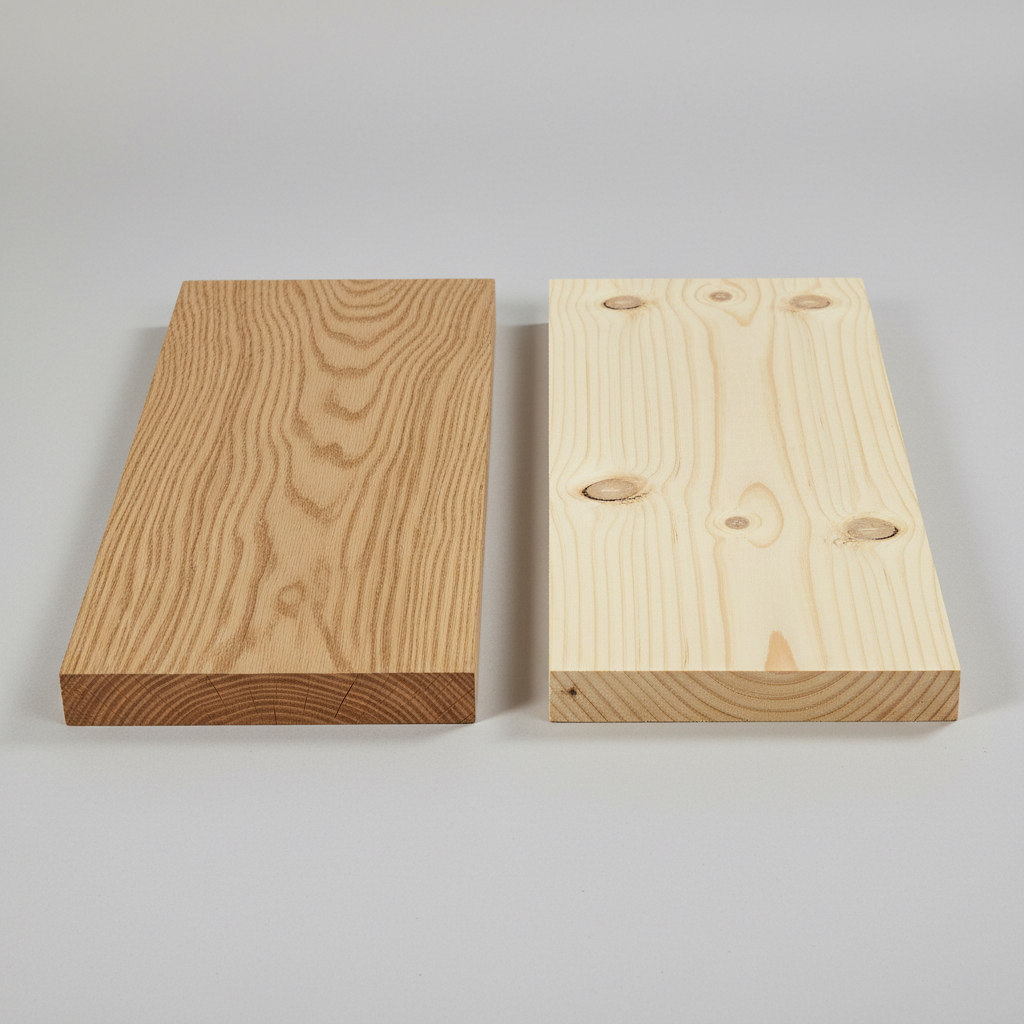 Oak vs Pine wood grain comparison