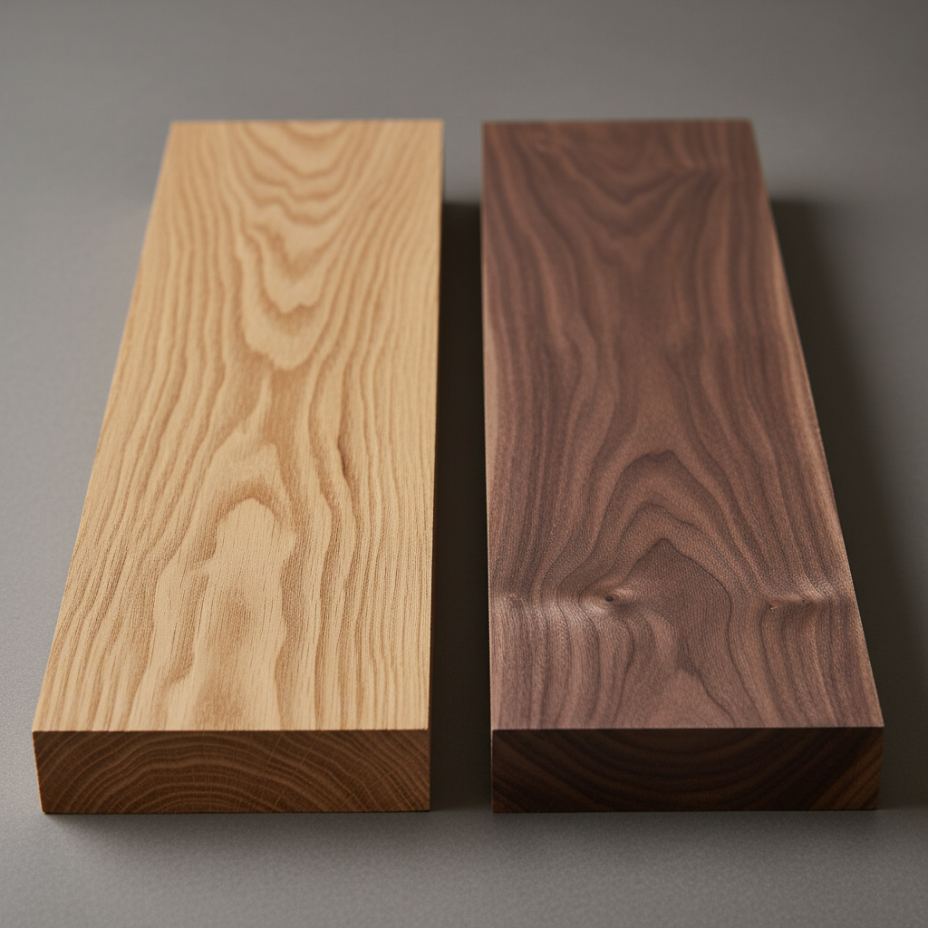 Oak vs Walnut wood grain comparison