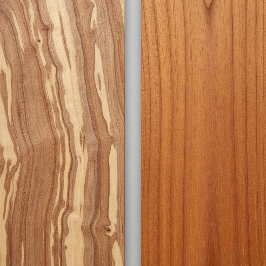 Hickory vs Cherry wood grain comparison