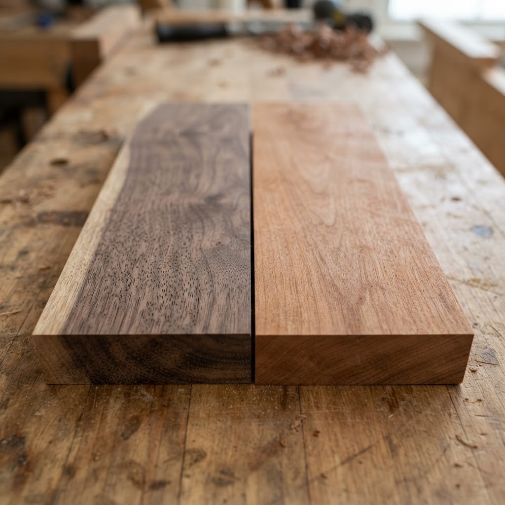 Walnut vs Cherry wood grain comparison