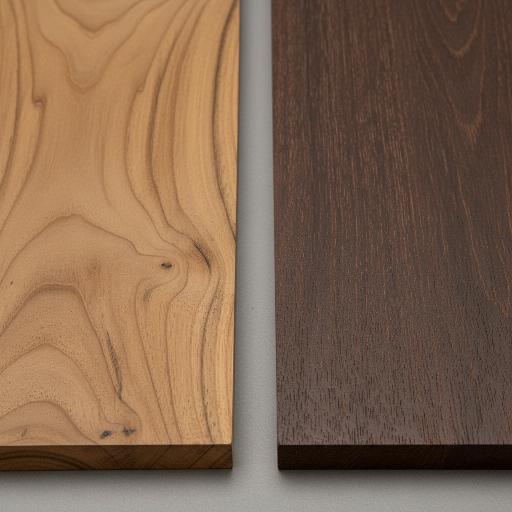 Teak vs Ipe wood grain comparison