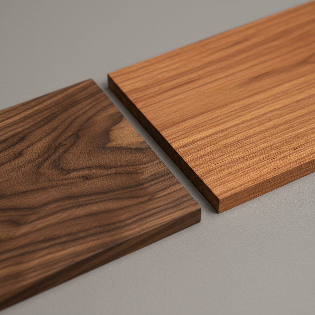 Walnut vs Cherry wood grain comparison