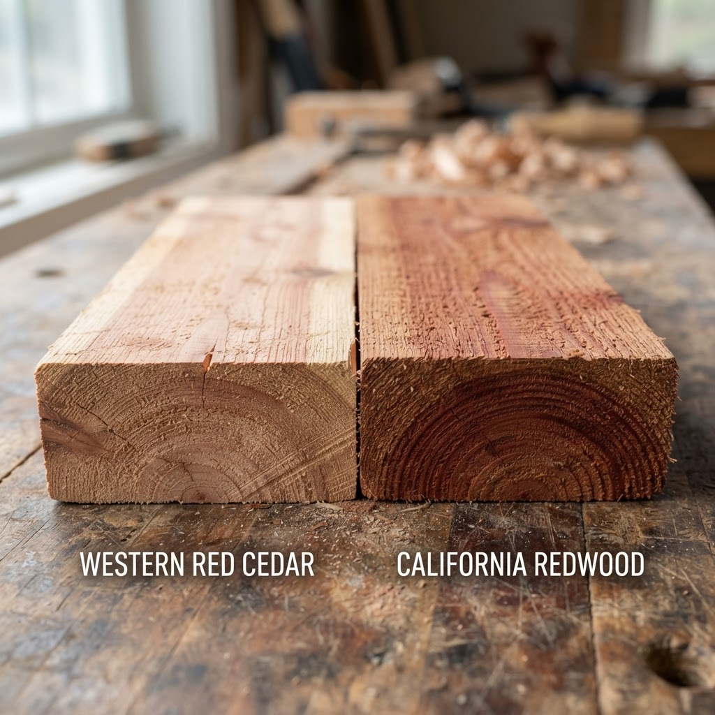 Cedar vs Redwood wood grain comparison