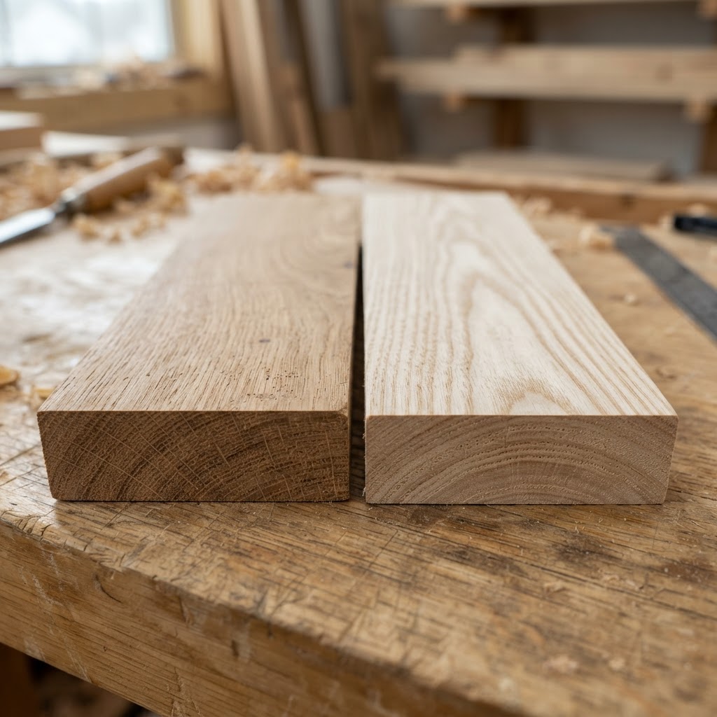 Oak vs Ash wood grain comparison