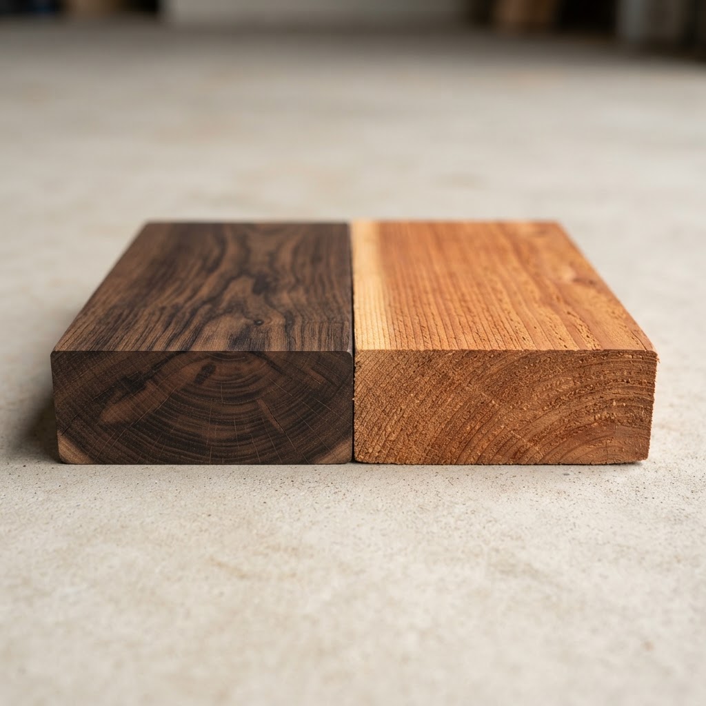 Thermo-Treated Ash vs Cedar wood grain comparison
