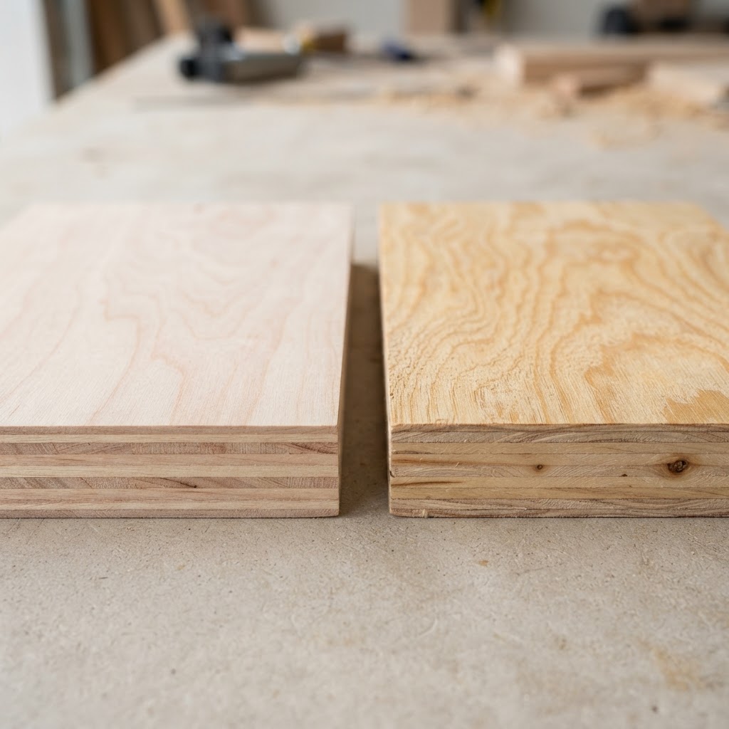 Maple Plywood vs Birch Plywood wood grain comparison
