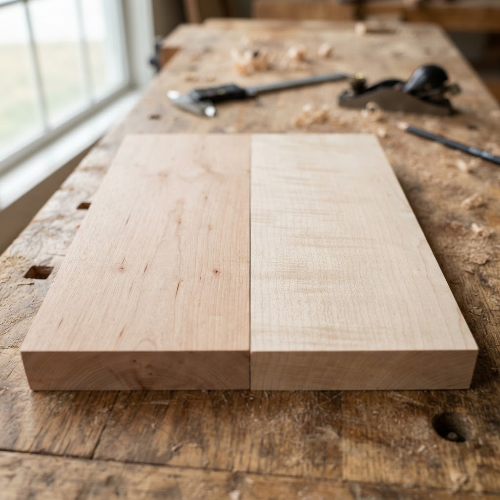 Alder vs Maple wood grain comparison
