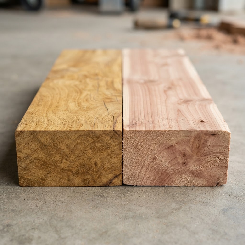 Garapa vs Cedar wood grain comparison
