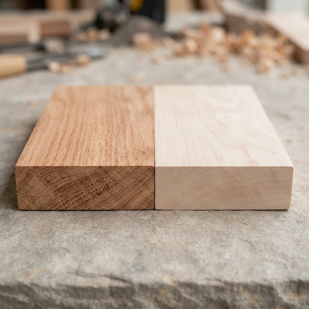 Oak vs Maple wood grain comparison