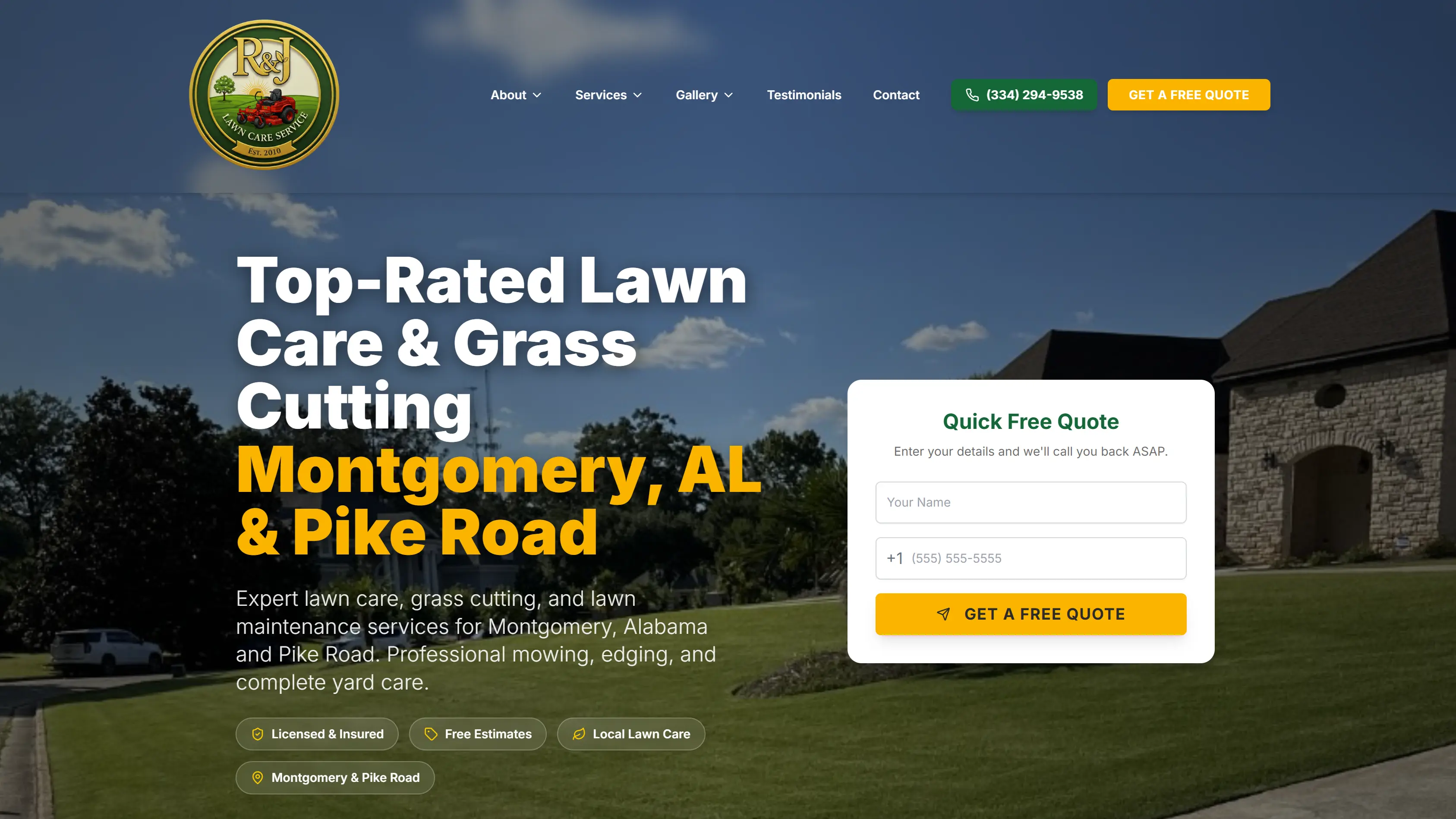R&J Lawn Care website project preview