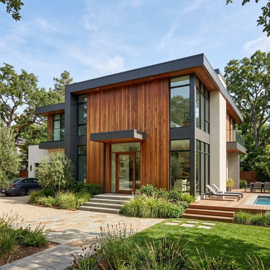 Cumaru hardwood siding installed on exterior facade