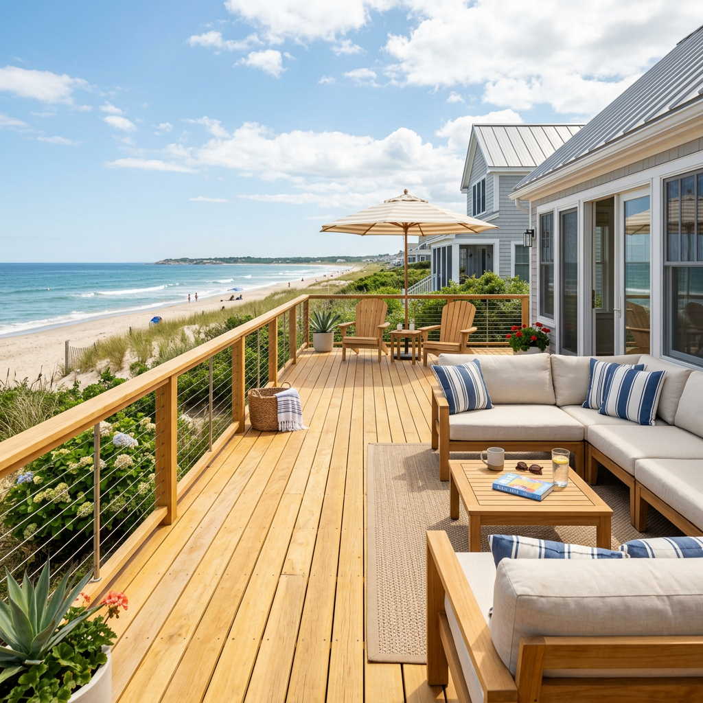 Garapa hardwood decking boards installed