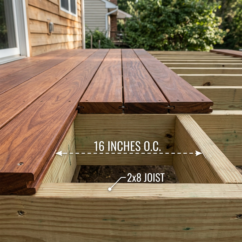 diagram - proper joist spacing diagram for ipe decking