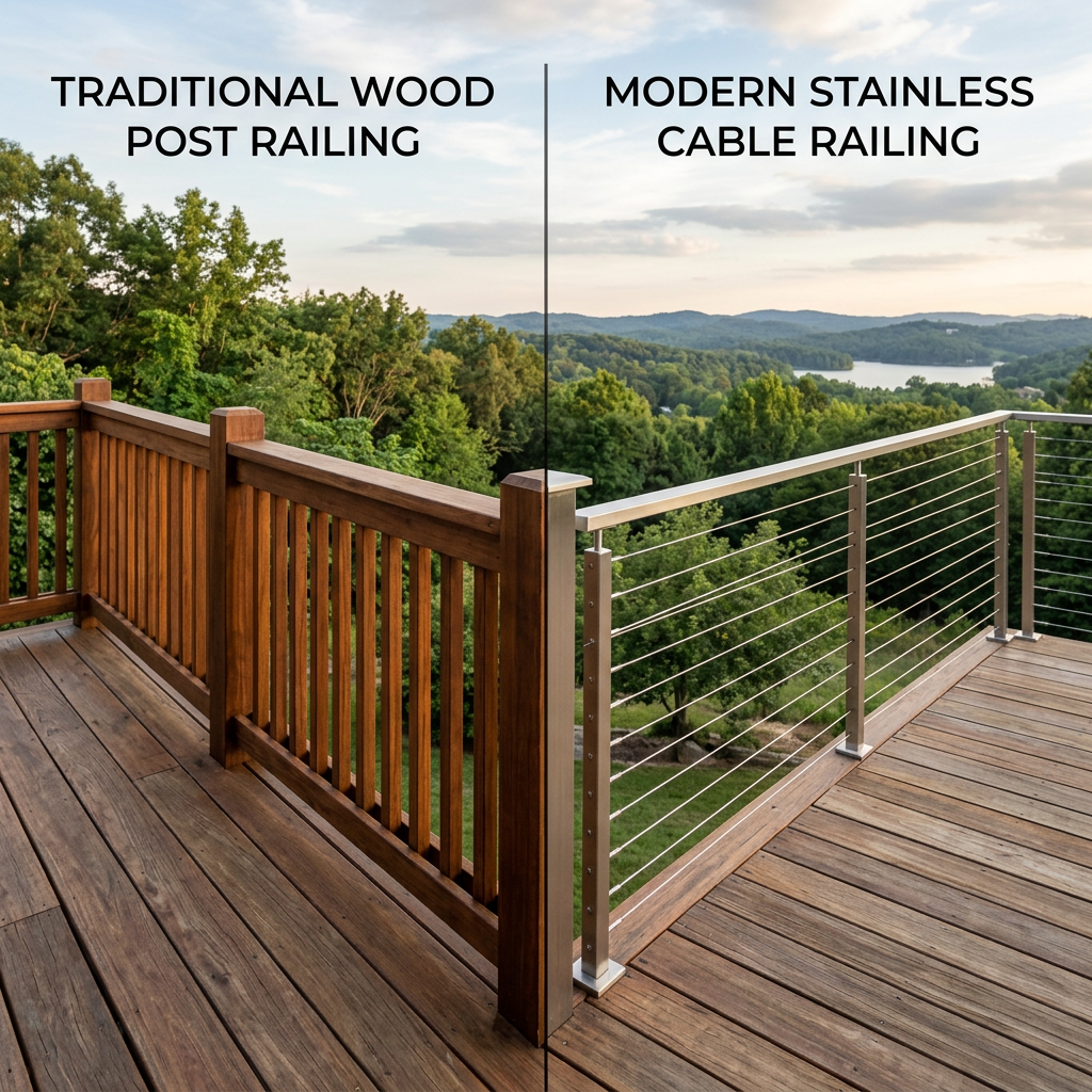 Wood Railing vs. Cable Railing: Which Suits a Hardwood Deck?