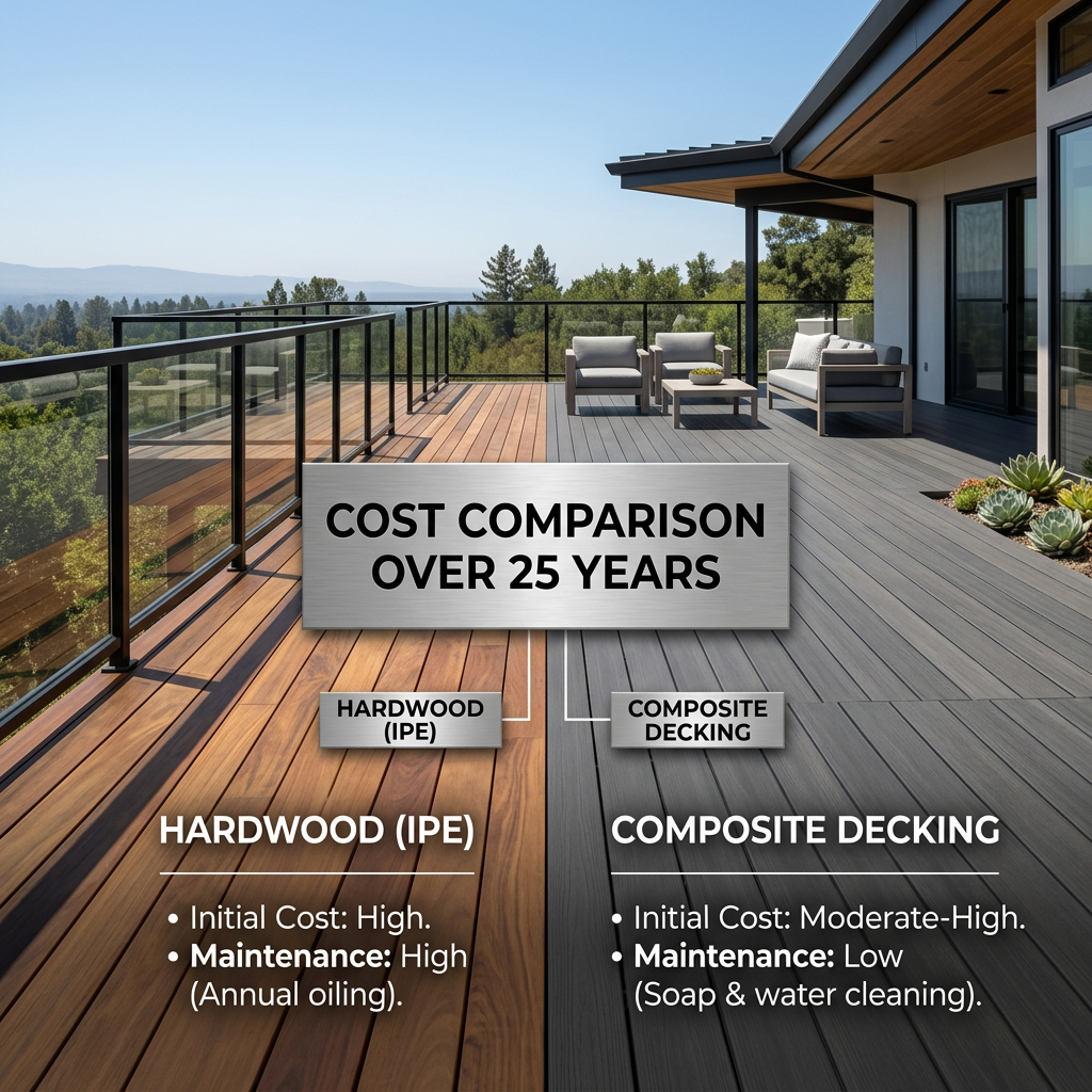 Hardwood Decking Price vs. Composite: The Real 25-Year Math