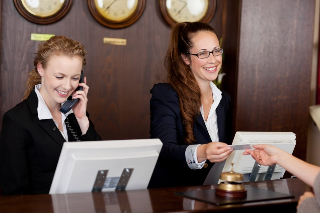 Luxury hotel reception desk