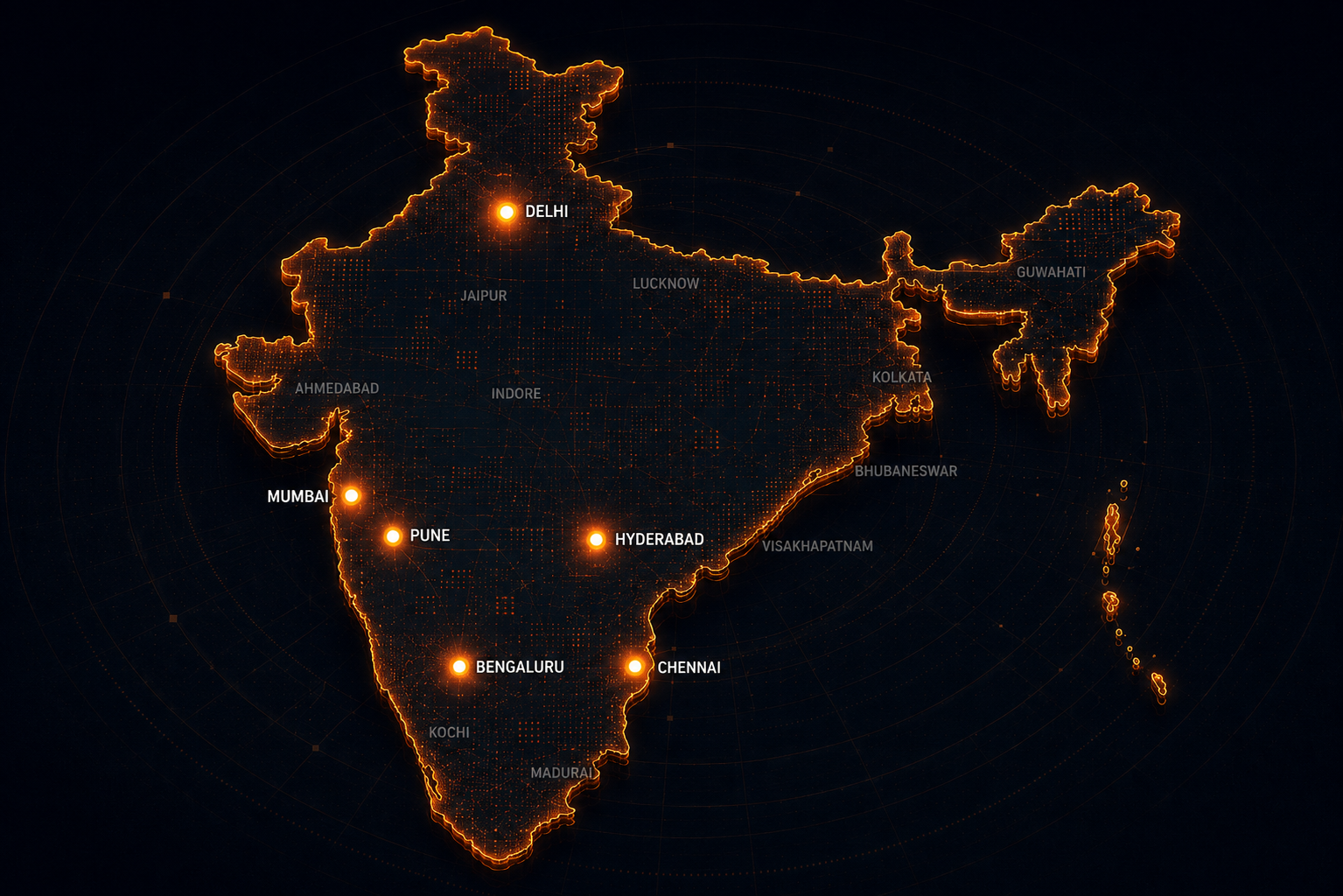 Map of India showing the cities where Zoco operates.