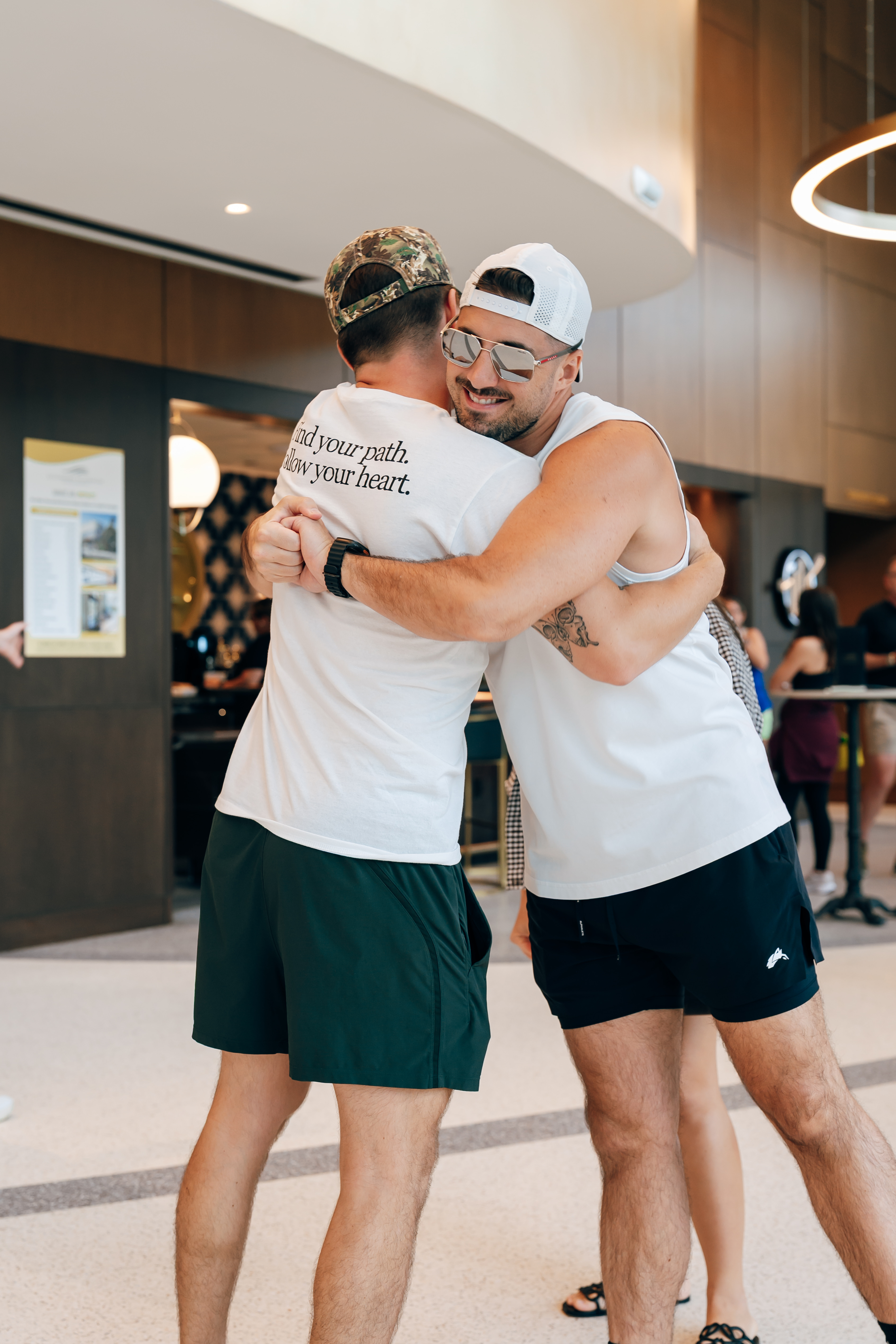 A hello between sessions, in the shirt that says it best: find your path, follow your heart.