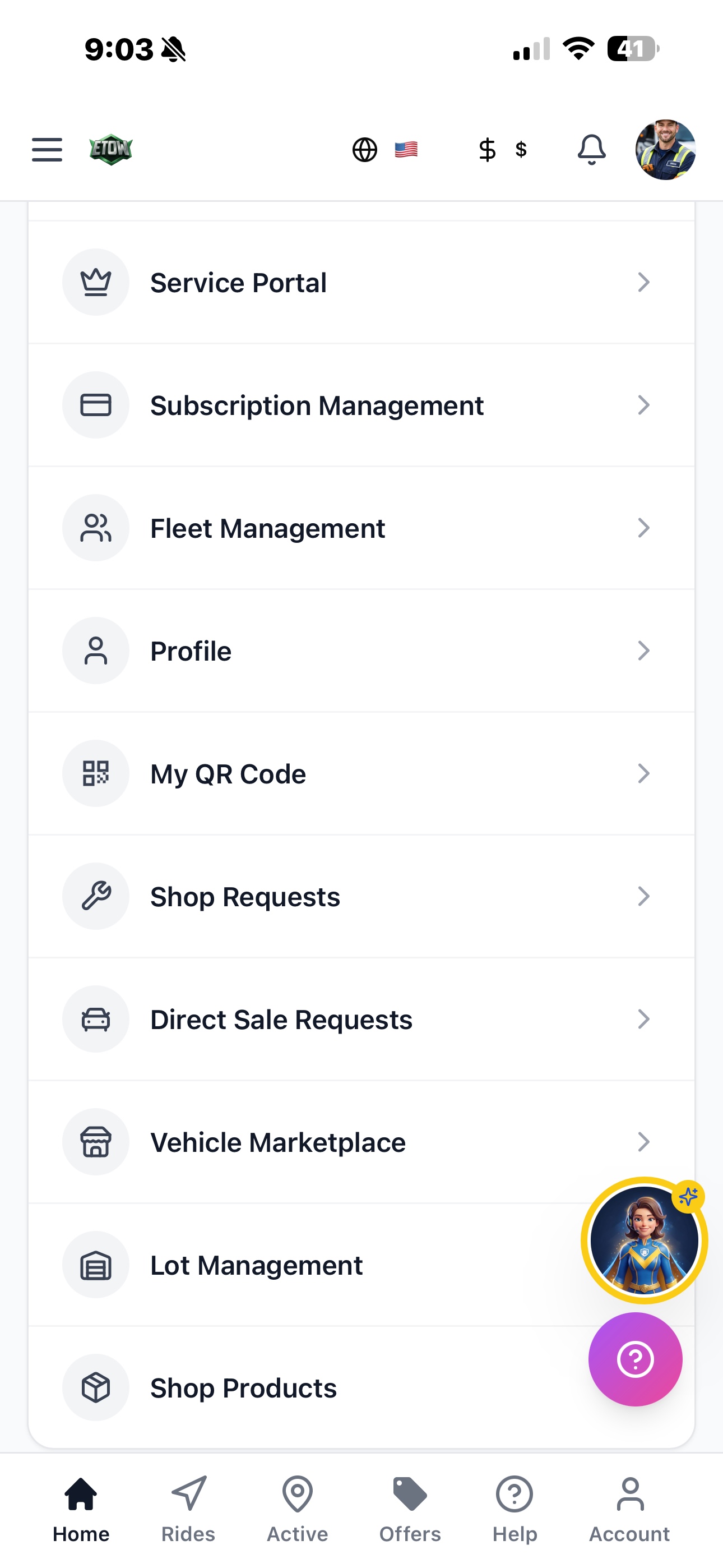 Account Menu