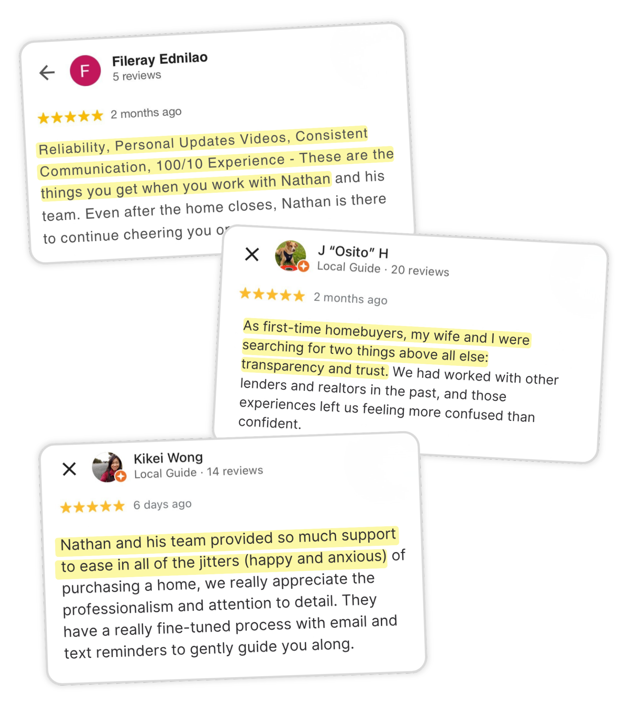 5-star reviews from Nathan's clients