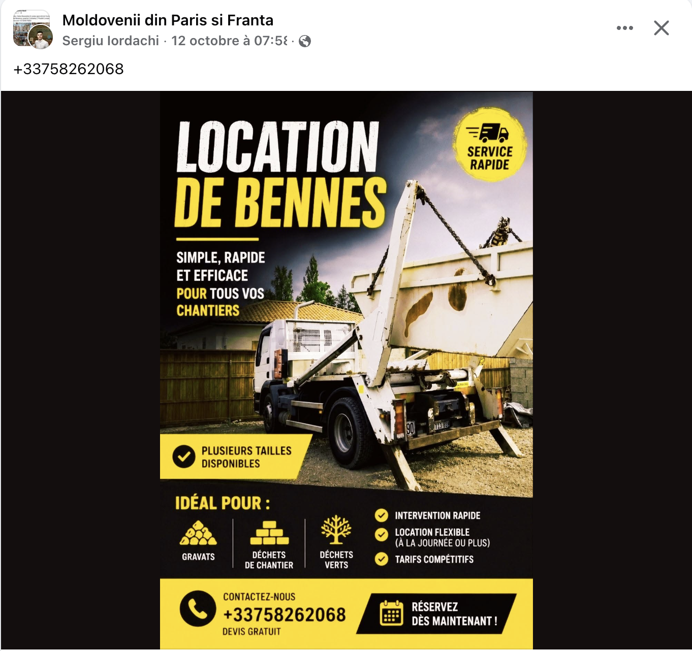 Închiriere benne pentru șantiere - Paris și Île-de-France