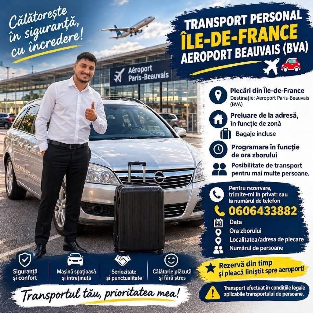 Transport personal spre Aeroportul Beauvais (BVA) din Île-de-France