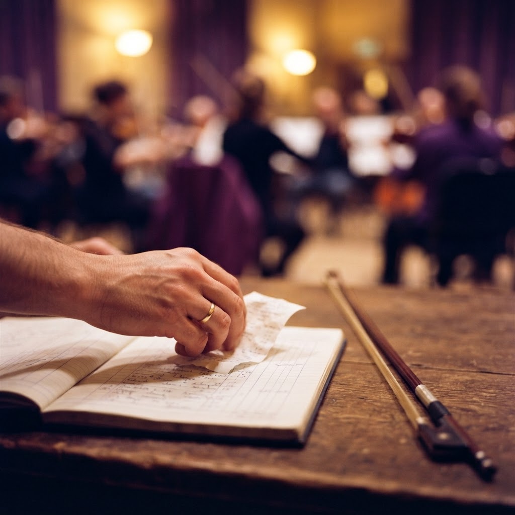Treasurer organizing an ensemble dues record