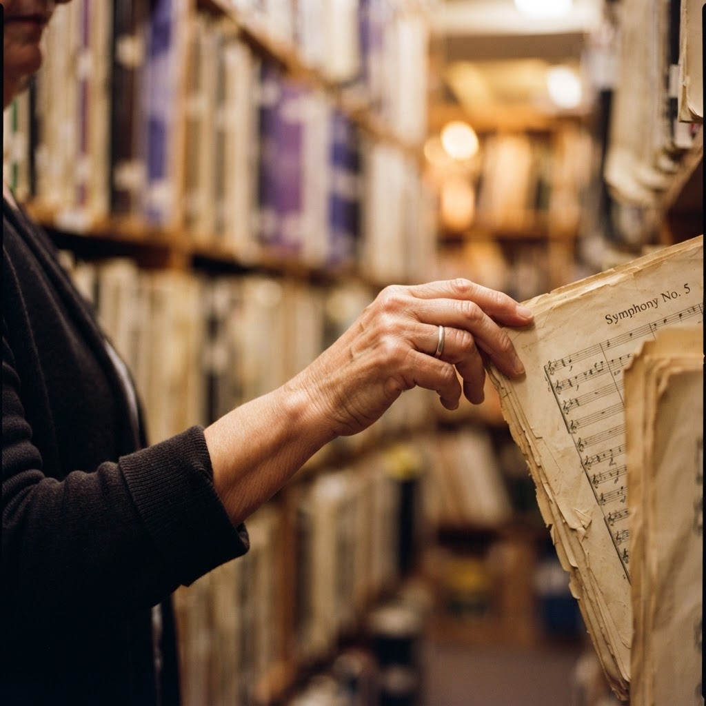 Librarian organizing an orchestral score