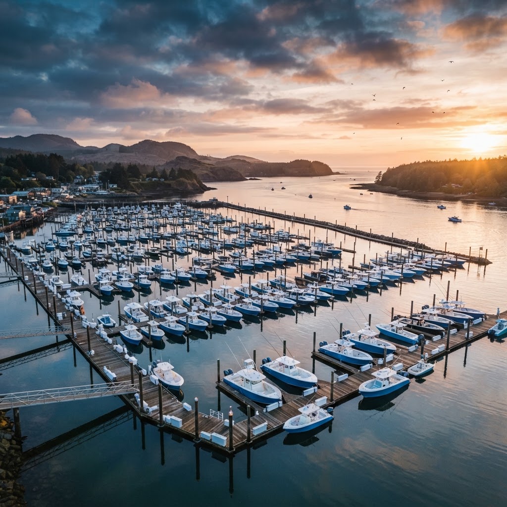Marina filled with center console boats