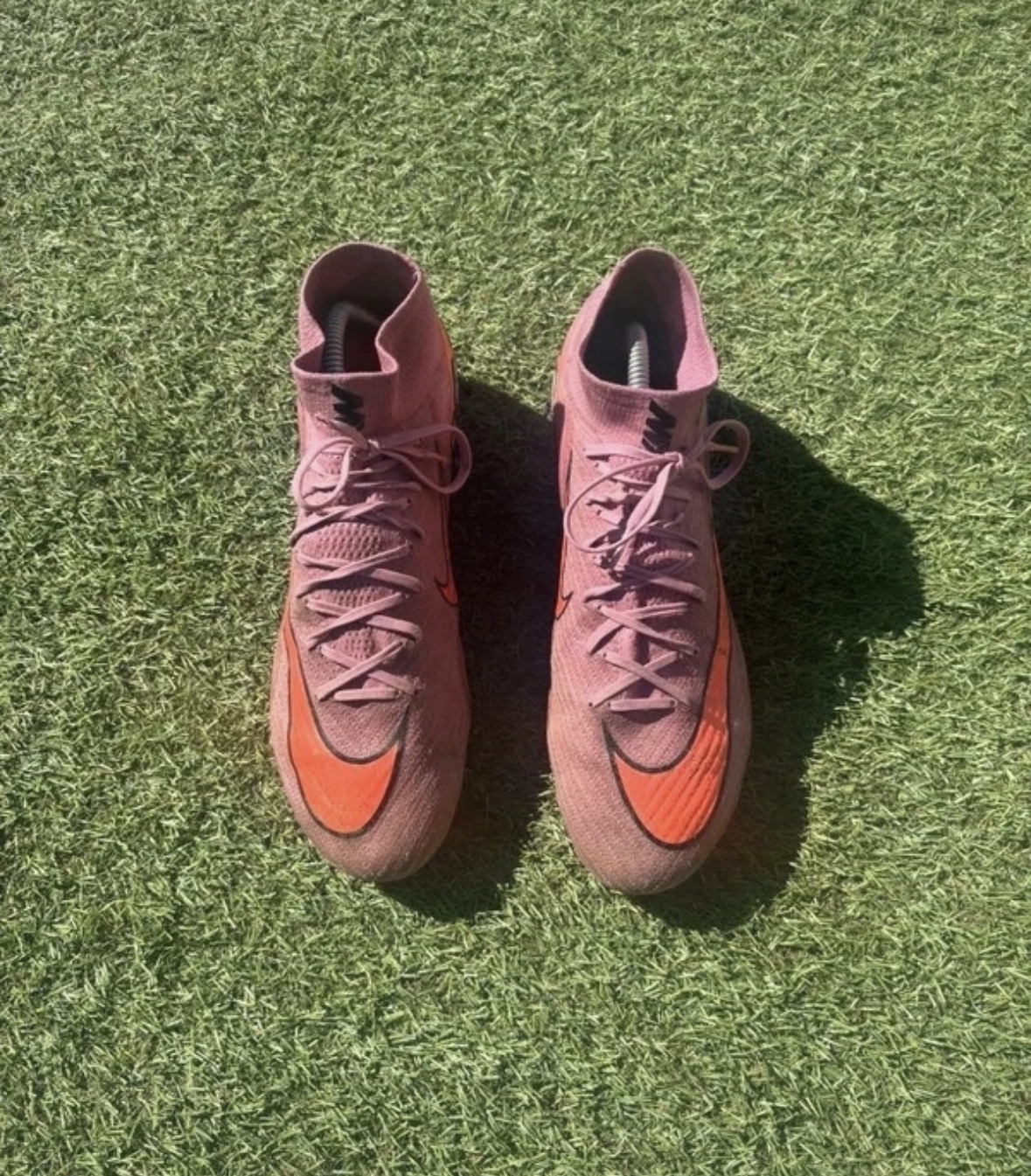 Crampons Nike Mercurial rose mauve swoosh orange - Bon état